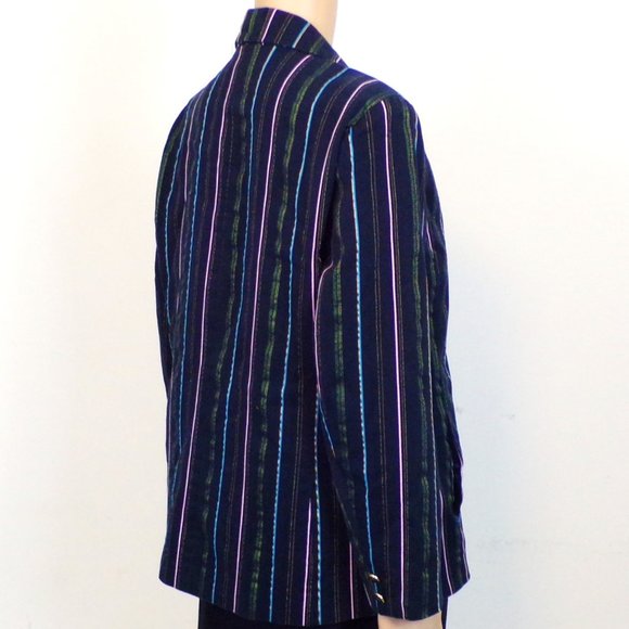 BOB MACKIE WEARABLE ART size M blazer black + multicolor stripes & embroidery - Picture 6 of 16
